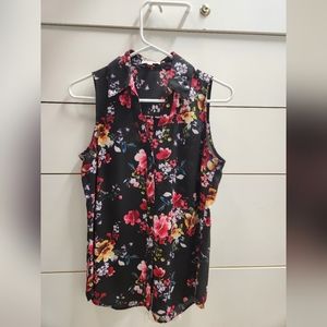 Express Floral Sleeveless Portofino Shirt